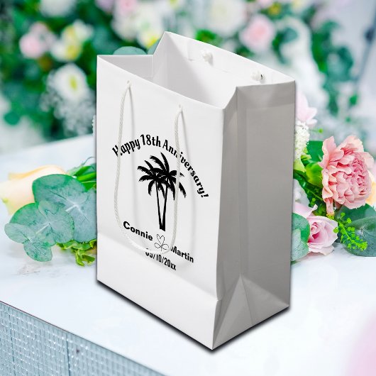18e huwelijksverjaardag Palmboom Medium Cadeauzakje