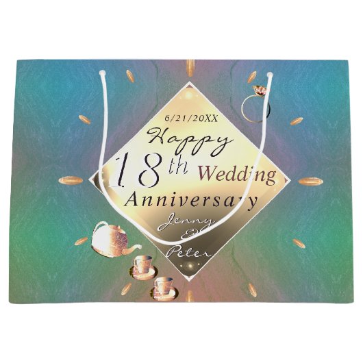 18e Jubileum Acquamarine (kleur) Cadeauzak Groot Cadeauzakje (Voorkant)