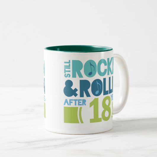 18e Jubileum bruiloft Tweekleurige Koffiemok (Voorkant rechts)