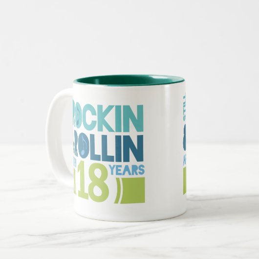 18e Jubileum bruiloft Tweekleurige Koffiemok (Voorkant links)