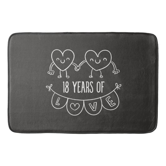 18e Jubileum Gift Chalk Hearts Badmat (Voorkant)