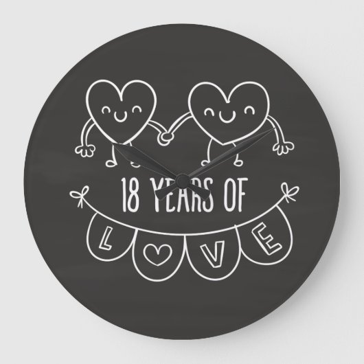 18e Jubileum Gift Chalk Hearts Grote Klok (Voorkant)