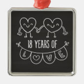 18e Jubileum Gift Chalk Hearts Metalen Ornament (Voorkant)