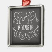 18e Jubileum Gift Chalk Hearts Metalen Ornament (Links)