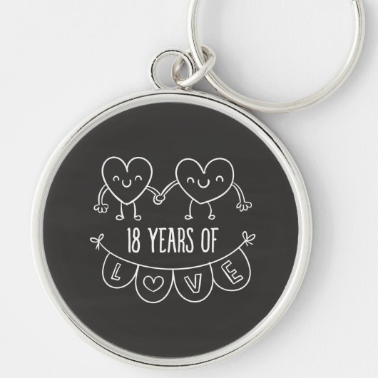 18e Jubileum Gift Chalk Hearts Sleutelhanger (Voorkant)