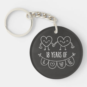 18e Jubileum Gift Chalk Hearts Sleutelhanger