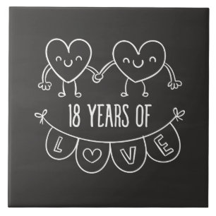 18e Jubileum Gift Chalk Hearts Tegeltje