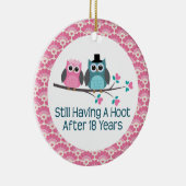 18e Jubileum Owl Wedding Jubilea Gift Keramisch Ornament (Rechts)