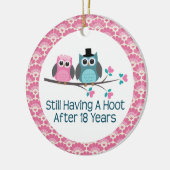 18e Jubileum Owl Wedding Jubilea Gift Keramisch Ornament (Links)