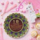 18e Jubileum Papier Bord | Peacock Feather (Feest)