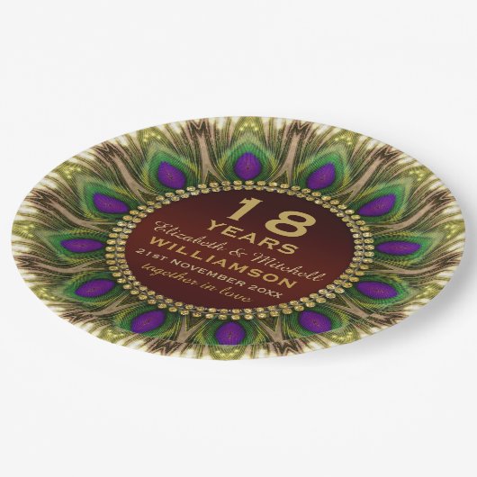 18e Jubileum Papier Bord | Peacock Feather (Gekanteld)