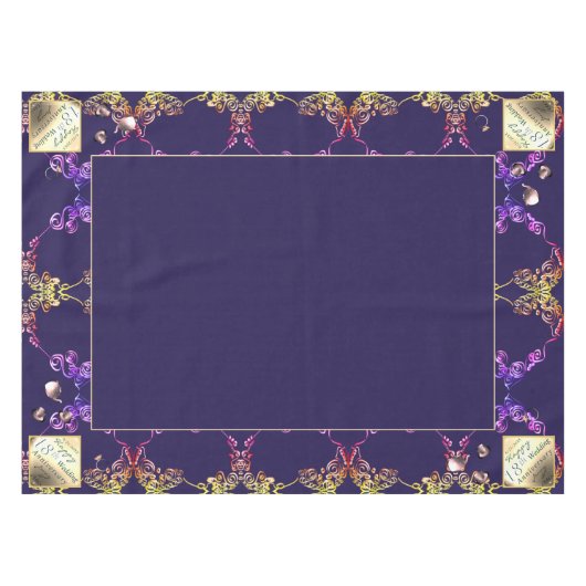 18e Jubileum Porcelain Cat's Eye Blue Center Tafelkleed (Voorkant (Horizontaal))