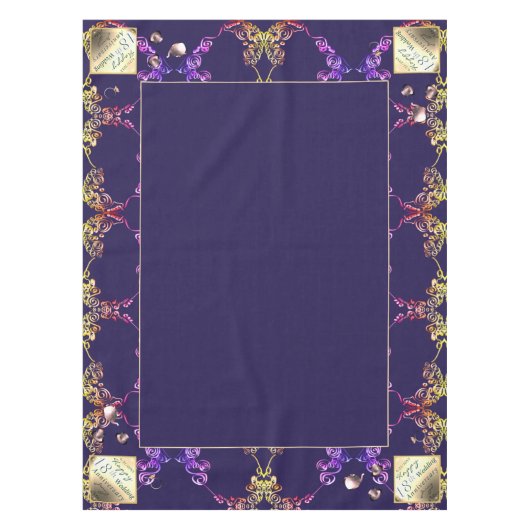 18e Jubileum Porcelain Cat's Eye Blue Center Tafelkleed (Voorkant)