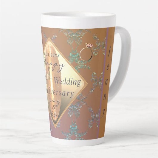 18e Jubileum Porcelain Cat's Ooggrafische rect Latte Mok (Rechterhoek)