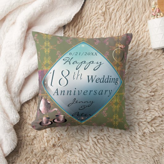 18e Jubileum van het huwelijk Porcelain Acquamarin Kussen (Deken)