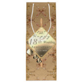 18e Jubileum van het huwelijk Porcelain Cat's oog Wijn Cadeautas (Achterkant)