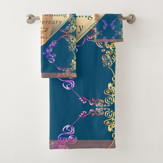 18e Jubileum van het huwelijk Porcelain Cat's Oogs Bad Handdoek (Insitu)