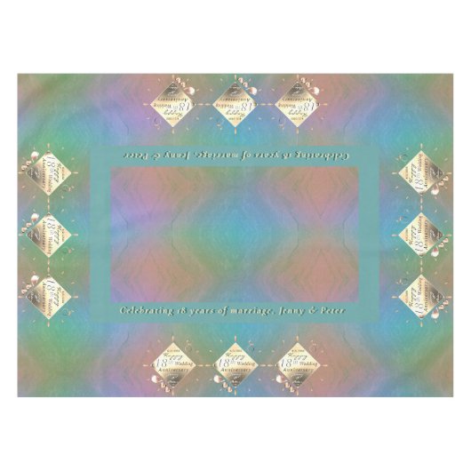 18e Jubileum van het huwelijk Porcelain Cat's Oogs Tafelkleed (Voorkant (Horizontaal))