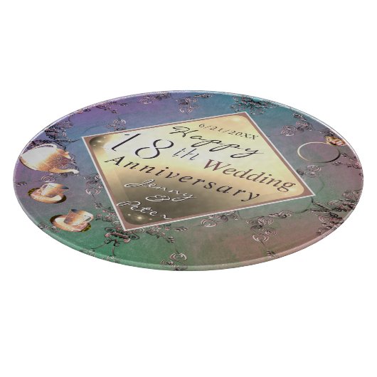 18e Jubileum voor bruiloft Acquamarine & Porcelain Snijplank (Hoek)