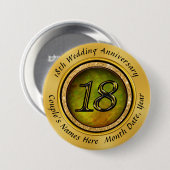 18e Jubileum voor gepersonaliseerde kattenogen Ronde Button 7,6 Cm (Voorkant /achterkant)