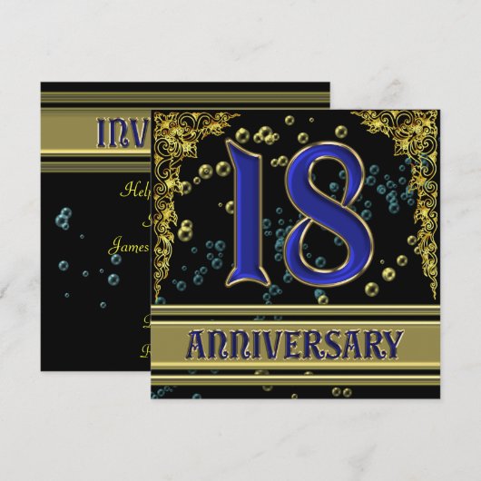 18e Jubileum zwart-wit en Gold Kaart (Voorkant / Achterkant)