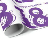 18e kleindochter van de verjaardag, paarse tekst o cadeaupapier (Rol Hoek)