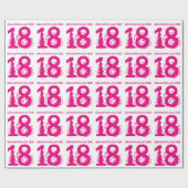 18e kleindochter van de verjaardag, roze tekst op  cadeaupapier (Vlak)