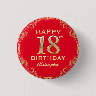 18e Lijst van de Partij van de Aarde Rood en Glitt Ronde Button 3,2 Cm