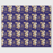 18e marineblauw en goudballonnen cadeaupapier (Vlak)