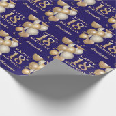 18e marineblauw en goudballonnen cadeaupapier (Hoek)