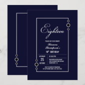 18e marinenblauw met witte Lijst Kaart (Voorkant / Achterkant)