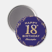 18e marinesolf en goudglitter magneet (Voorkant / Achterkant)