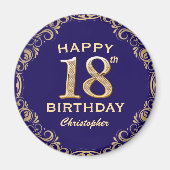 18e marinesolf en goudglitter magneet (Voorkant)