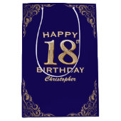 18e marinesolf en goudglitter medium cadeauzakje (Voorkant)