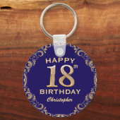 18e marinesolf en goudglitter sleutelhanger (Voorkant)