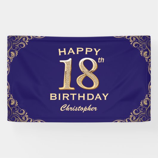 18e marinesolf en goudglitter spandoek (Horizontaal)