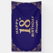18e marinesolf en goudglitter spandoek (Verticaal)