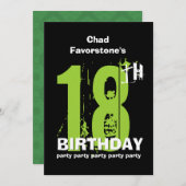 18e Moderne Weathered Grunge Birthday Party Kaart (Voorkant / Achterkant)