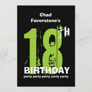 18e Moderne Weathered Grunge Birthday Party Kaart