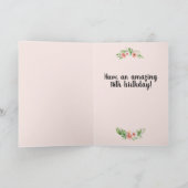 18e of alle leeftijden Birthday Pink Floral Name Kaart (Binnen)