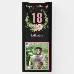 18e of elke andere leeftijd Blush Pink Floral Spandoek