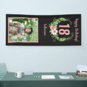 18e of elke leeftijd Verjaardag Blush Roze Bloemen Spandoek (Beurs)