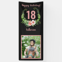 18e of elke leeftijd Verjaardag Blush Roze Bloemen