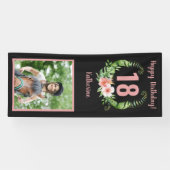 18e of elke leeftijd Verjaardag Blush Roze Bloemen Spandoek (Horizontaal)