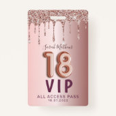 18e Roos Gold Glitter Drips Birthday Invitation Badge (Voorkant)