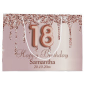 18e 's avonds Roos Gold Glitter-schijven Groot Cadeauzakje (Achterkant)