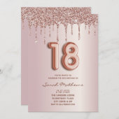 18e 's avonds Roos Gold Glitter-schijven Kaart (Voorkant / Achterkant)