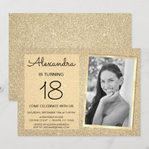 18e Sparkle Glitter Luxe Gouden Foto Kaart