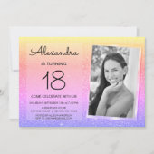 18e Sparkle Glitter Luxe Roze, Goud Paarse Kaart (Voorkant)