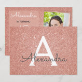 18e Sparkle Roos Gold Blush Pink Foto Kaart (Voorkant / Achterkant)